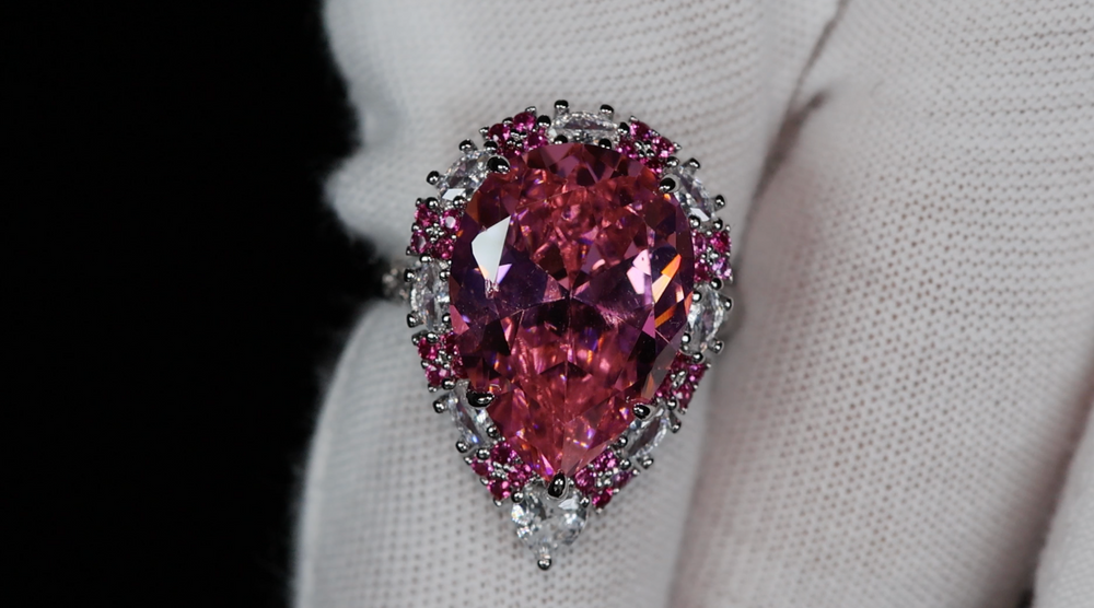 Pink Pear Cut Diamond Ring