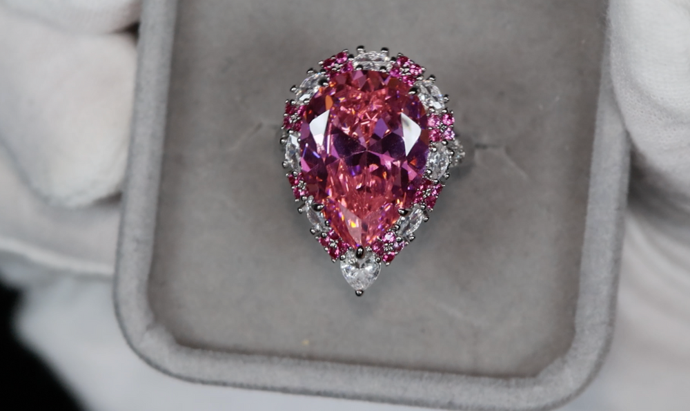 Pink Pear Cut Diamond Ring