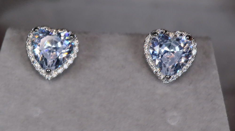 Diamond Heart Ear Studs