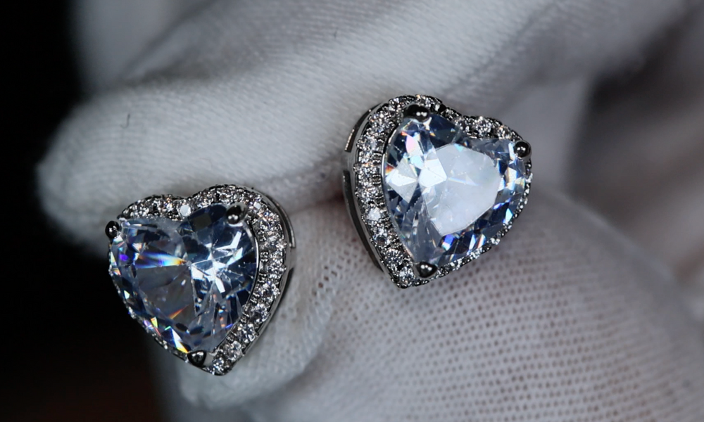 Diamond Heart Ear Studs