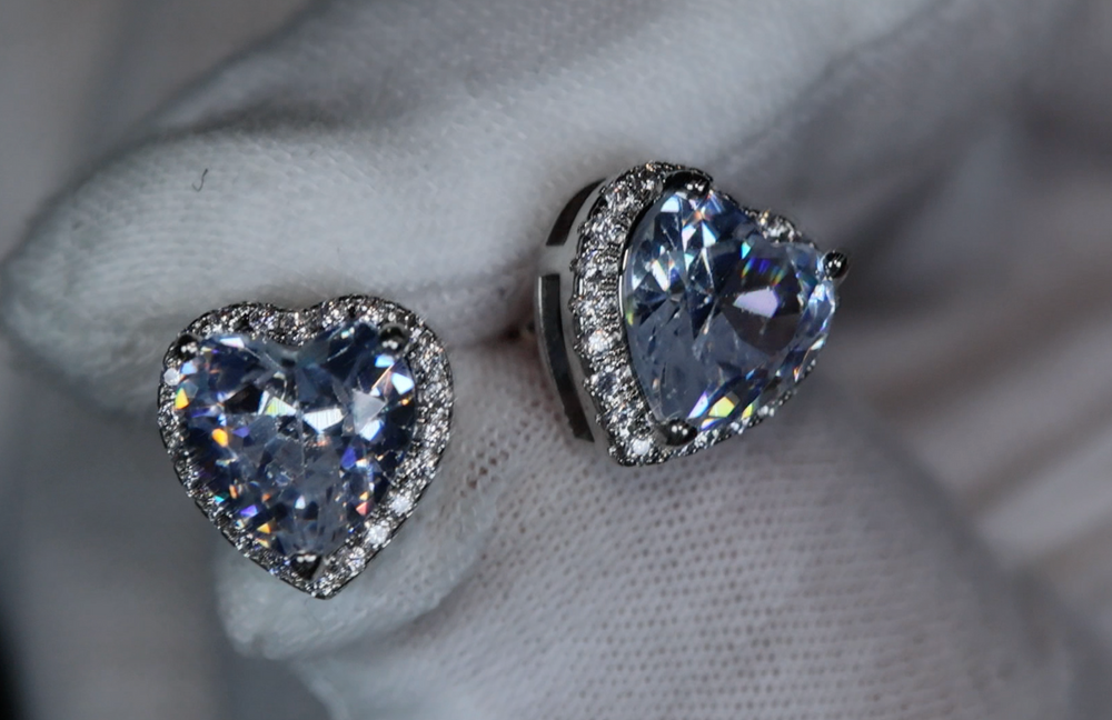 Diamond Heart Ear Studs