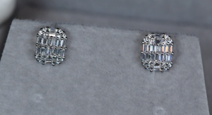 Womens Baguette Cut Diamond Ear Studs