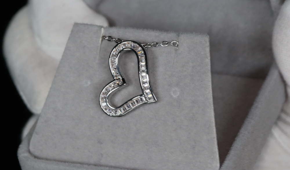 Silver Diamond Heart Pendant