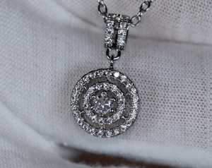 Womens Round Diamond Pendant