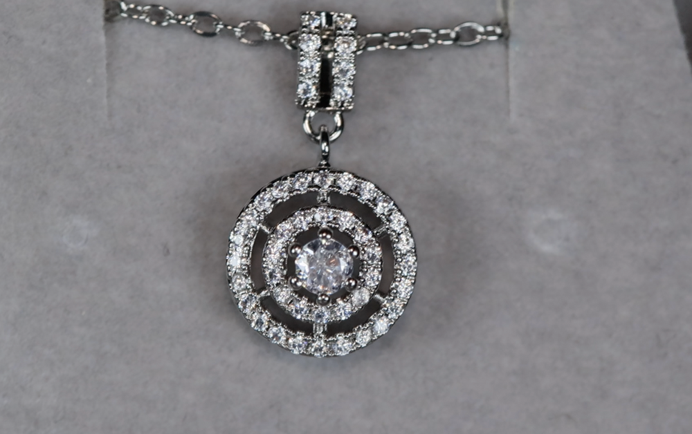 Silver Round Diamond Pendant