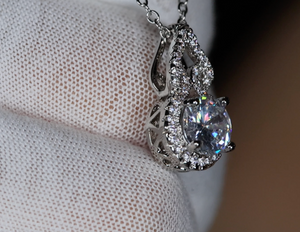 Womens Silver Diamond Pendant