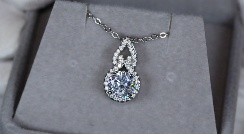 Womens Silver Diamond Pendant