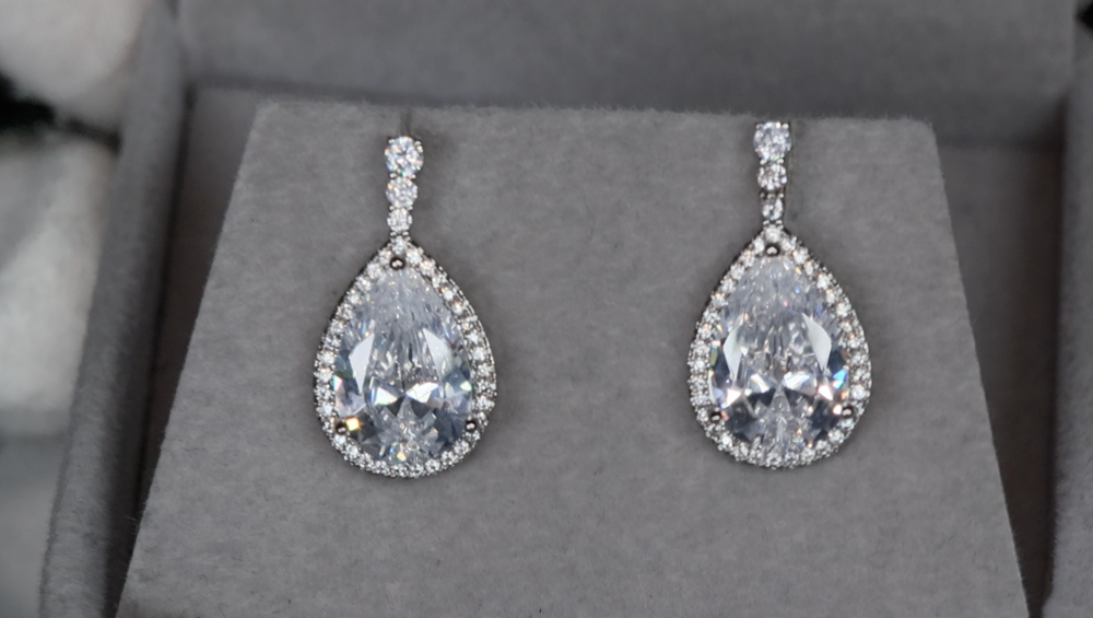 Pear cut diamond earrings