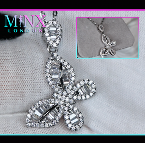 Silver Diamond Butterfly Pendant