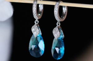Womens Blue Diamond Earrings