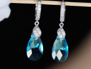Womens Blue Diamond Earrings
