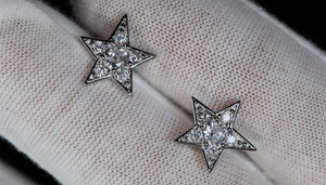 Silver Star Diamond Ear Studs