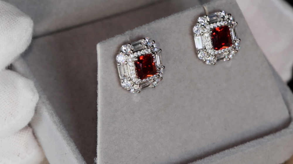 Red Diamond Ear Studs