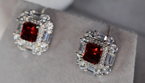 Red Diamond Ear Studs