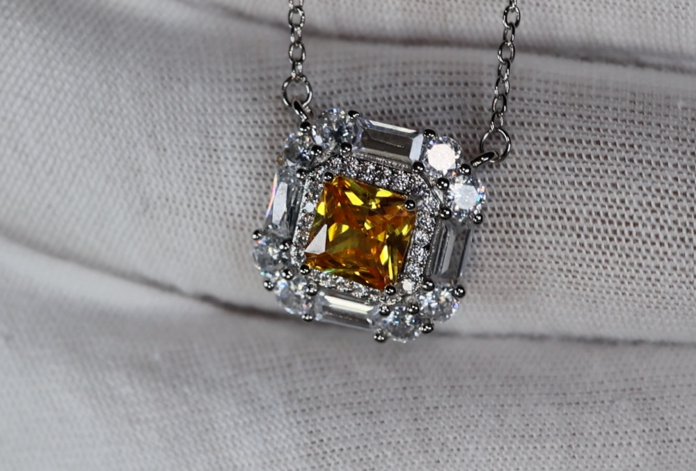 Womens Yellow Diamond Pendant