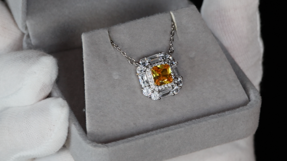 Womens Yellow Diamond Pendant