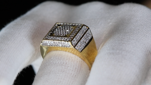Mens Gold Iced Out Ring