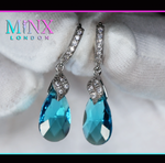 Blue Pear Cut Diamond Earrings