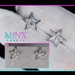 Silver Star Diamond Ear Studs