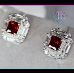 Womens Red Diamond Ear Studs