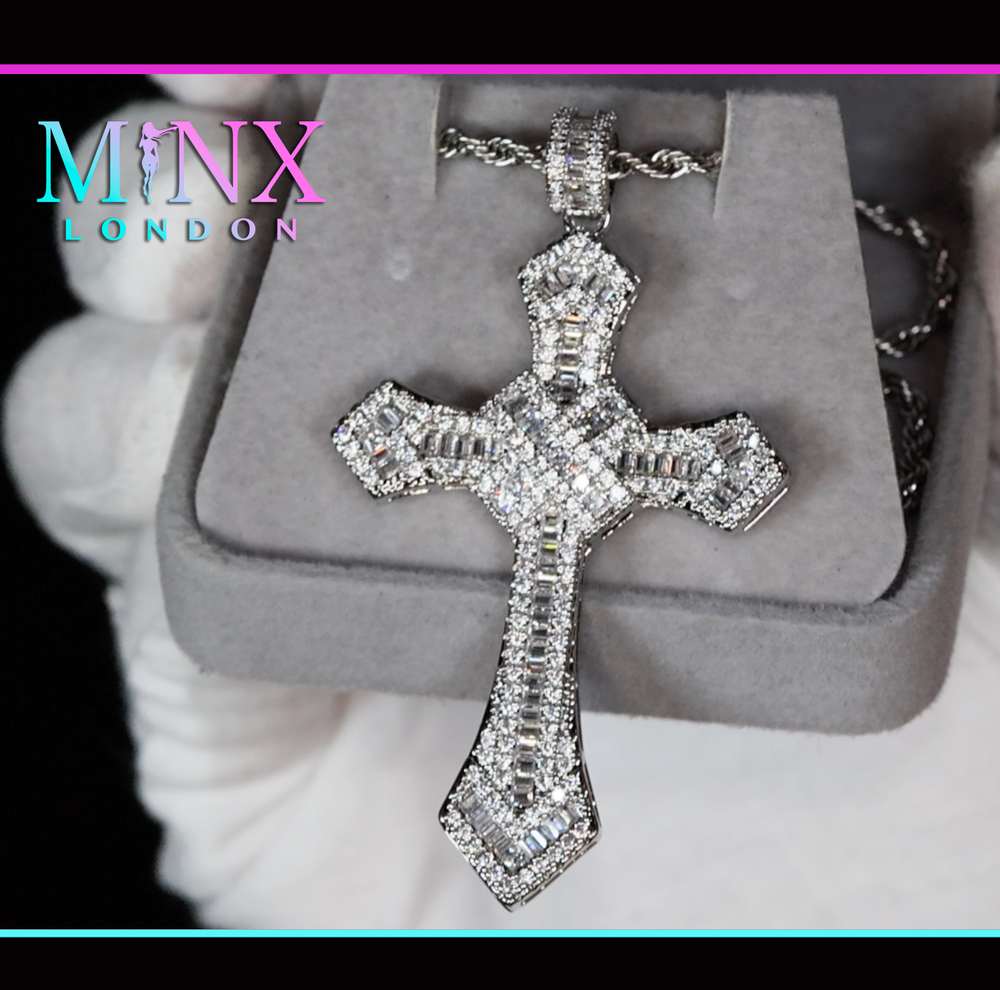 Mens Big Diamond Cross Pendant 