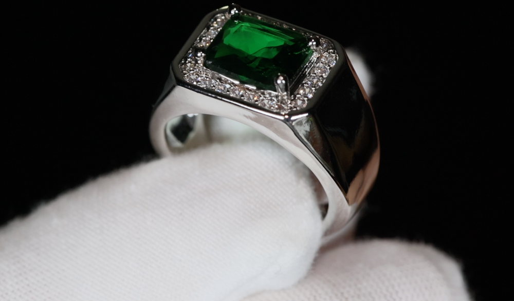 Mens Green Diamond Ring