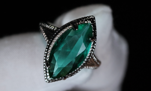 Womens Big Green Diamond Ring