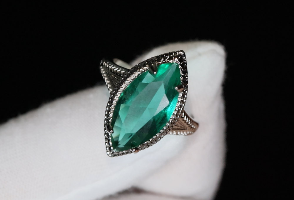 Green Marquise Diamond Ring