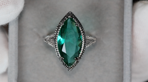 Womens Green Diamond Ring