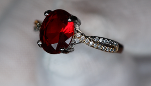 Womens Red Oval Diamond Ring