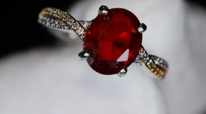 Womens Red Oval Diamond Ring