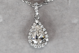 Pear cut moissanite diamond pendant