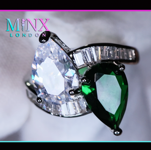 Green Pear Cut Diamond Ring