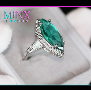 Womens Green Marquise Diamond Ring