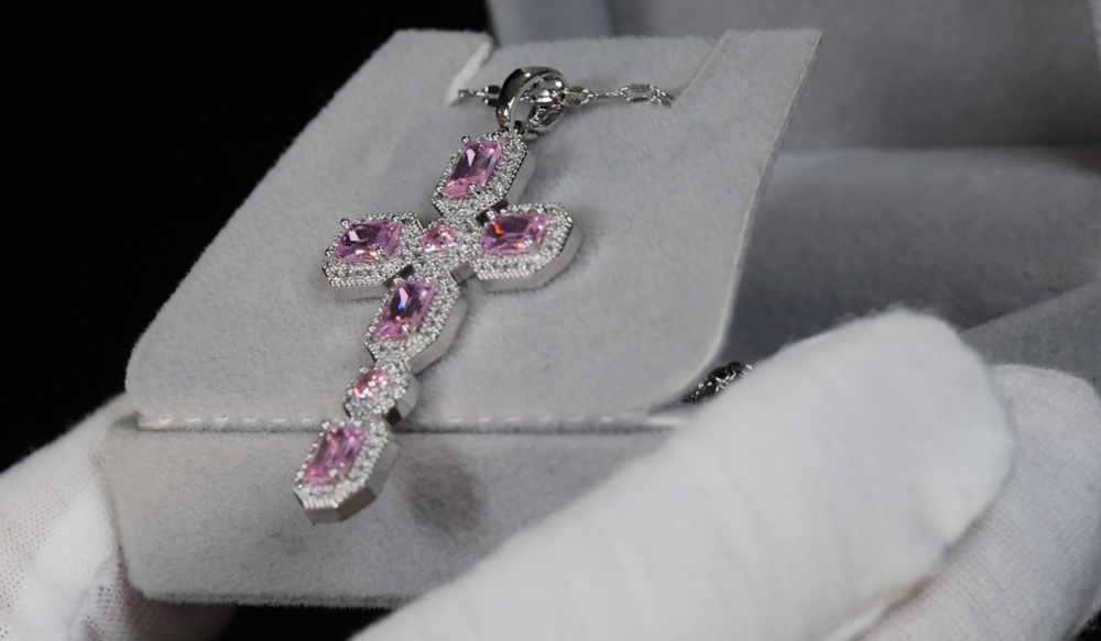 Led Cross Pink Pink Diamond Cross Pendant | Big Pink Diamond Cross Pendant – Minx London