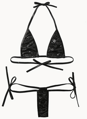 Black Leather Micro Bikini
