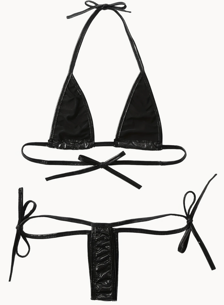 Black Leather Micro Bikini