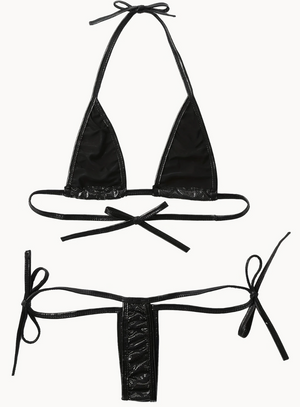 Black Leather Micro Bikini
