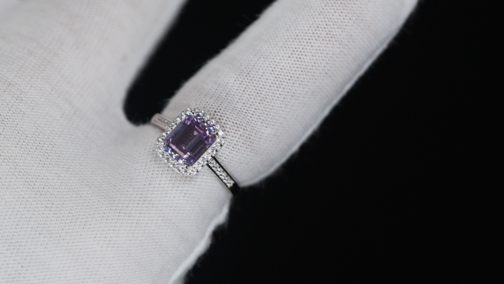 Purple Moissanite Diamond Ring