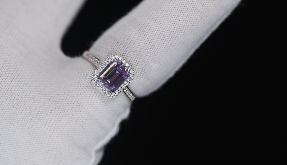 Purple Moissanite Diamond Ring