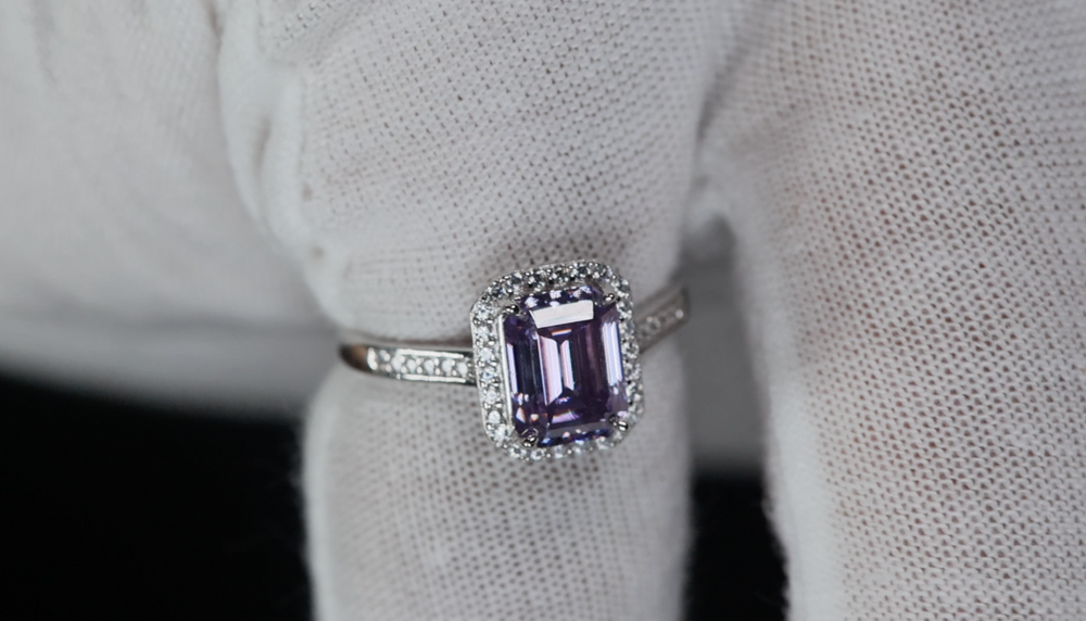 Purple Moissanite Diamond Ring