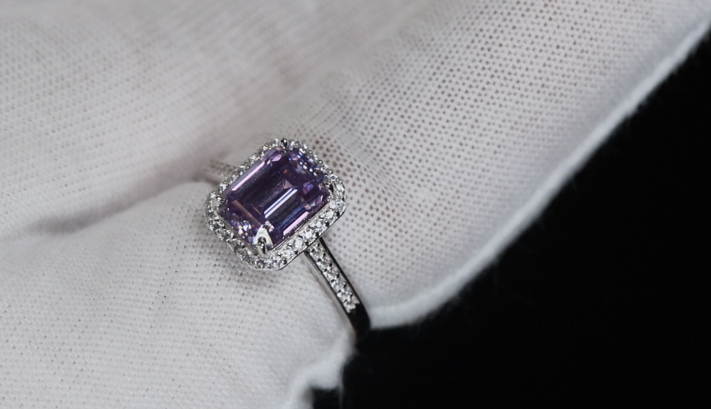 Purple Moissanite Diamond Ring