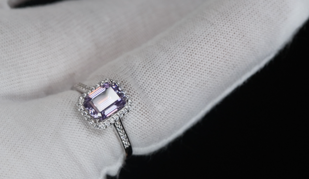 Purple Moissanite Diamond Ring