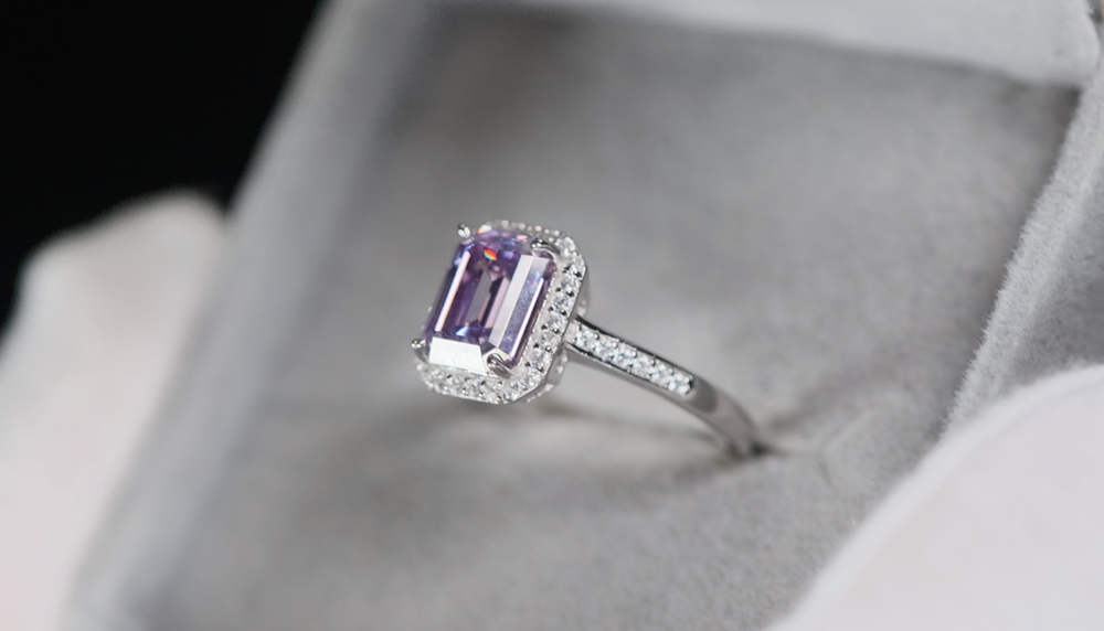 Purple Moissanite Diamond Ring