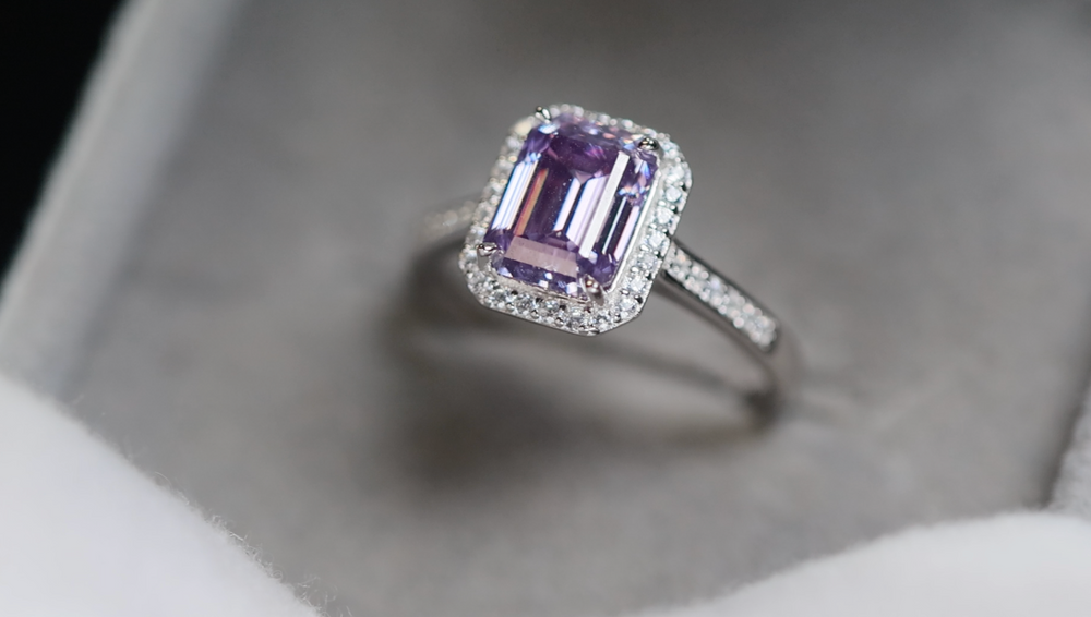 Purple Moissanite Diamond Ring