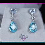 Blue Pear Diamond Earrings