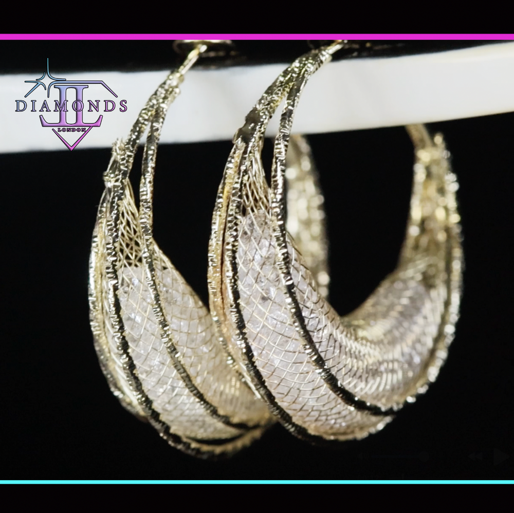 Big Gold Diamond Hoop Earrings