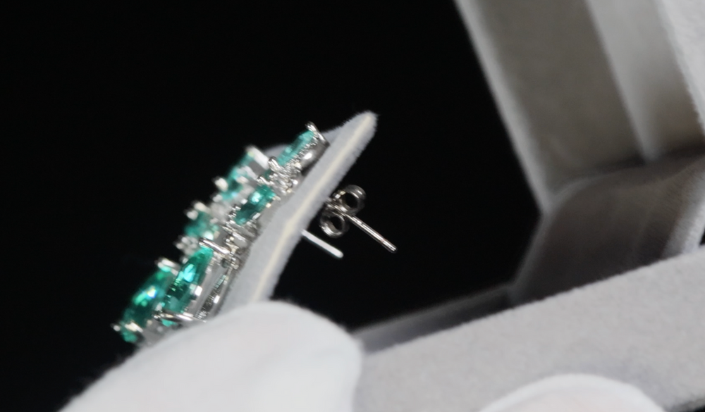 Green Pear Cut Earrings