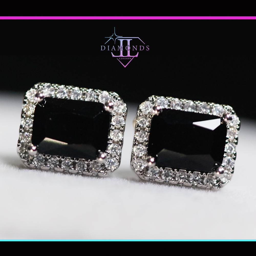 Mens Black Diamond Ear Studs