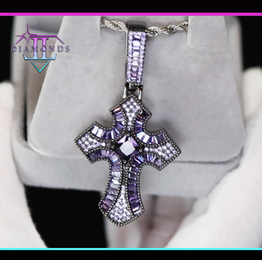 Purple Diamond Cross Pendant